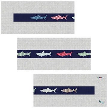Preppy Great White Shark Needlepoint Belt Kit
