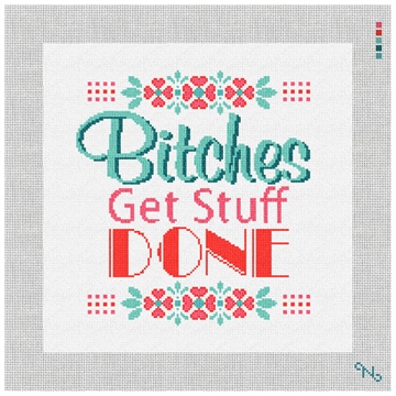 Preppy Ideas Needlepoint Pillow Kit Stitched Preview