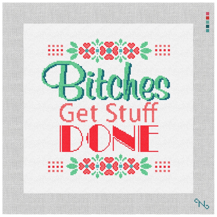 Preppy Ideas Needlepoint Pillow Kit Stitched Preview