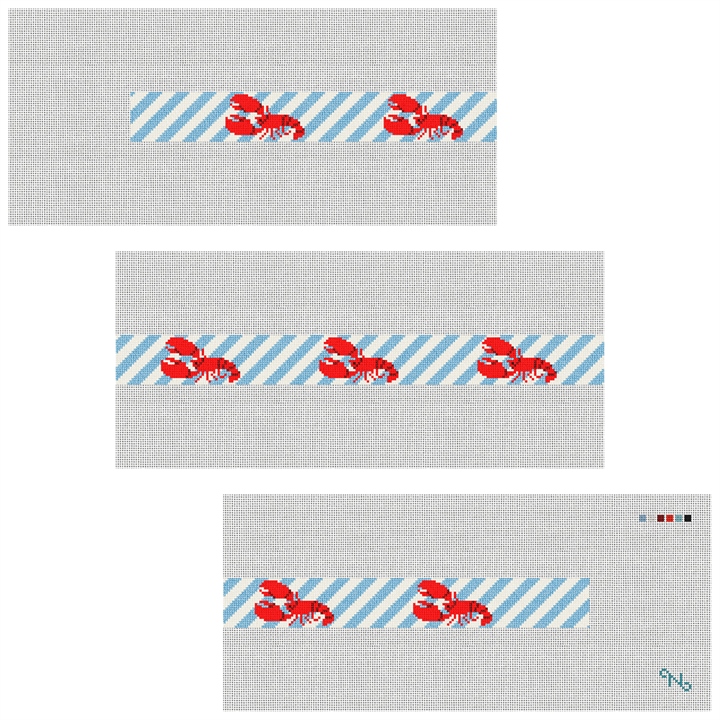 Preppy Lobster Needlepoint Belt Kit Stitched Preview