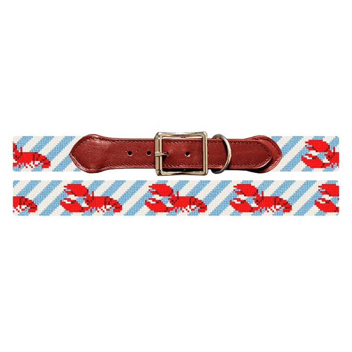 Preppy Lobster Needlepoint Dog Collar 