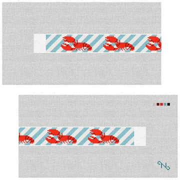 Preppy Lobster Needlepoint Dog Collar Kit Stitched Preview
