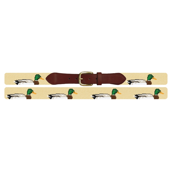 Preppy Mallard Needlepoint Belt