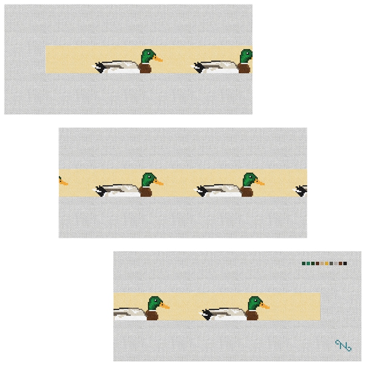 Preppy Mallard Needlepoint Belt Kit Stitched Preview
