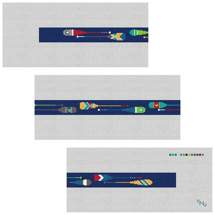 Preppy Paddle Needlepoint Belt Kit Stitched Preview