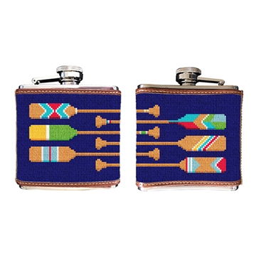 Preppy Paddle Needlepoint Flask