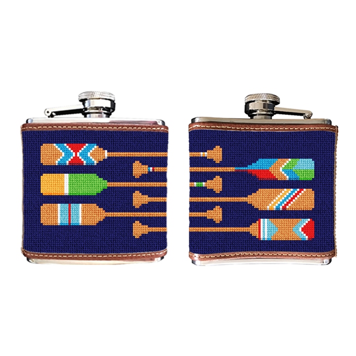 Preppy Paddle Needlepoint Flask