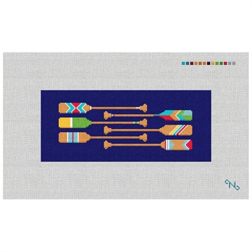 Preppy Paddle Needlepoint Flask Kit Stitched Preview