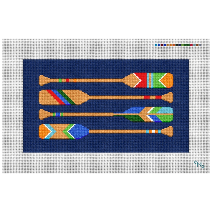 Preppy Paddle Needlepoint Pillow Kit Stitched Preview