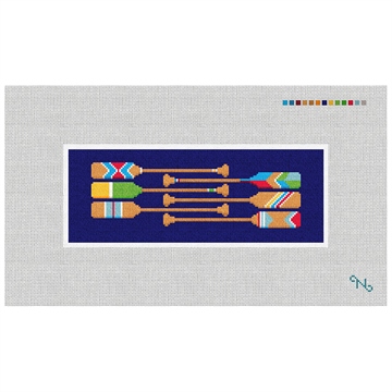Preppy Paddle Needlepoint Wallet Kit Stitched Preview