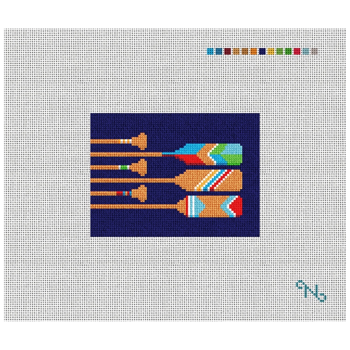 Preppy Paddles Needlepoint Card Wallet Kit Stitched Preview