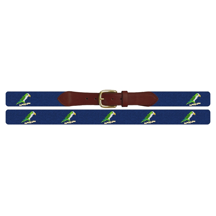 Preppy Parrot Needlepoint Belt