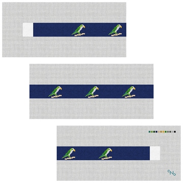 Preppy Parrot Needlepoint Belt Kit Stitched Preview
