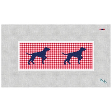 Preppy Pointing Dog Needlepoint Wallet Kit Stitched Preview