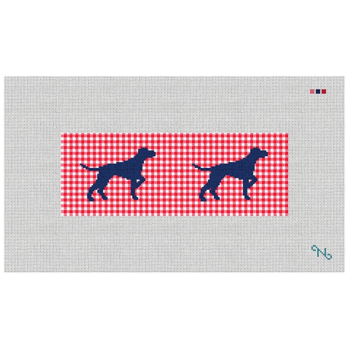 Preppy Pointing Dog Needlepoint Wallet Kit Stitched Preview