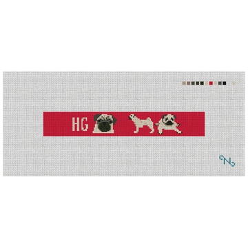 Preppy Pug Needlepoint Key Fob Kit