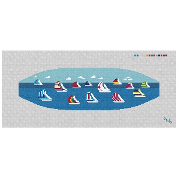 Preppy Regatta Cummerbund Needlepoint Kit Stitched Preview