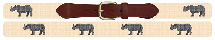Preppy Rhino Needlepoint Belt