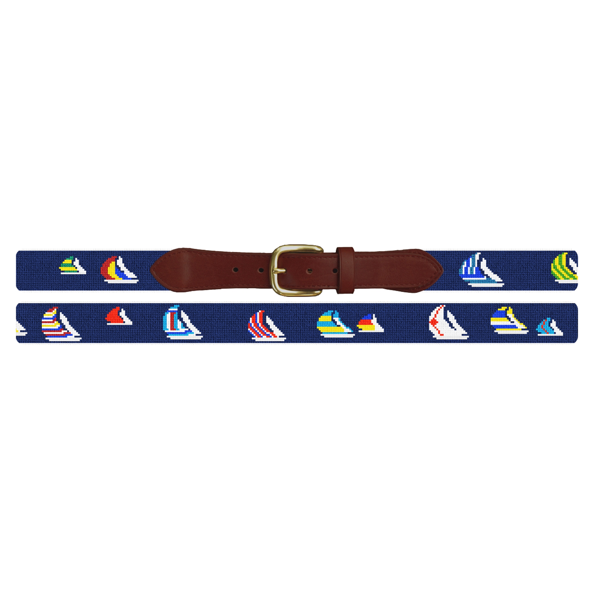 Preppy Sailing Regatta Needlepoint Belt