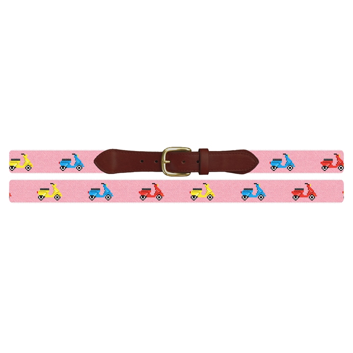 Preppy Scooter Needlepoint Belt 