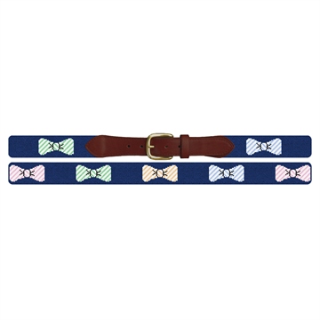 Preppy Seersucker Bow Ties Needlepoint Belt