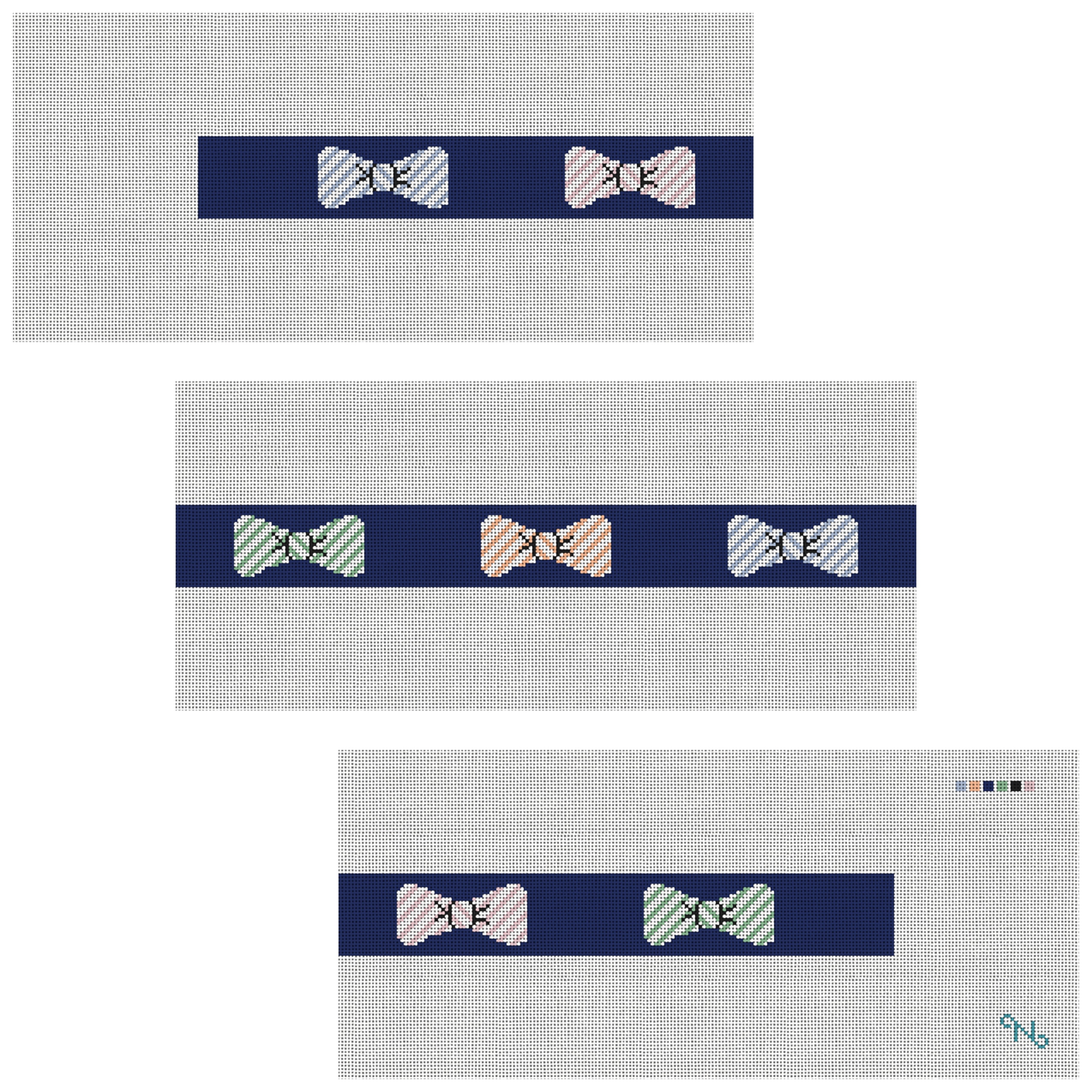 Preppy Seersucker Bow Ties Needlepoint Belt Kit