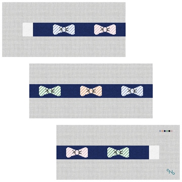 Preppy Seersucker Bow Ties Needlepoint Belt Kit Stitched Preview