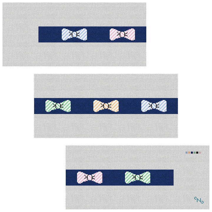 Preppy Seersucker Bow Ties Needlepoint Belt Kit Stitched Preview