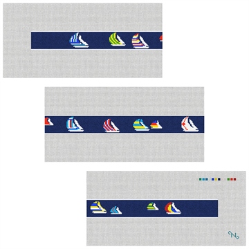 Preppy Spinnaker Needlepoint Belt Kit Stitched Preview
