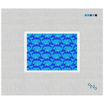 Preppy Whale Needlepoint Card Wallet Kit Stitched Preview