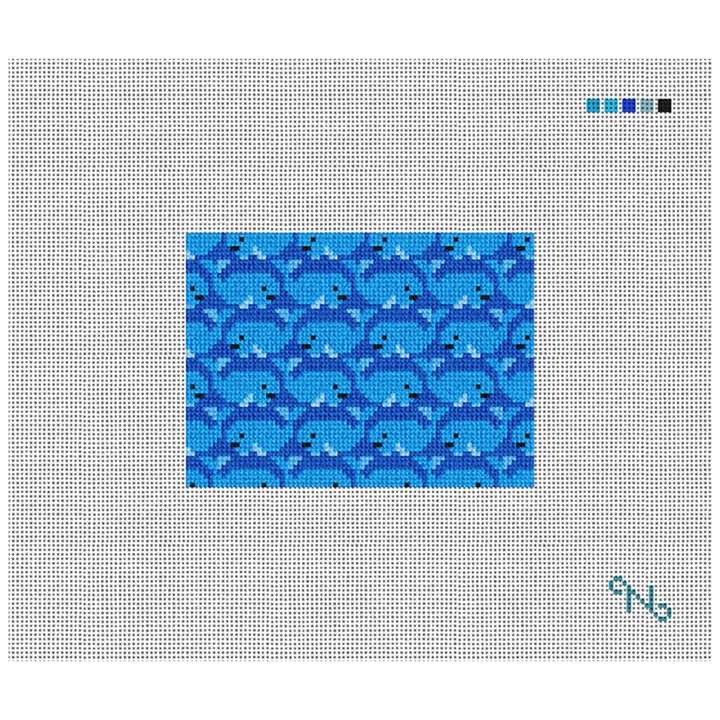 Preppy Whale Needlepoint Card Wallet Kit Stitched Preview