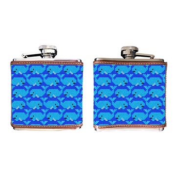 Preppy Whale Needlepoint Flask