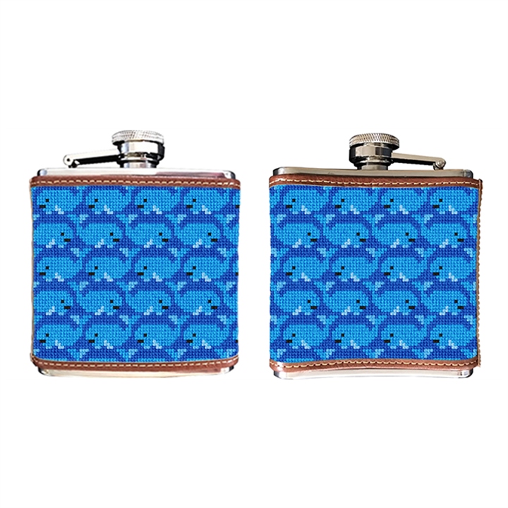 Preppy Whale Needlepoint Flask 