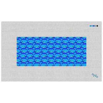 Preppy Whale Needlepoint Flask Kit Stitched Preview