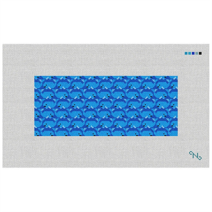 Preppy Whale Needlepoint Flask Kit Stitched Preview