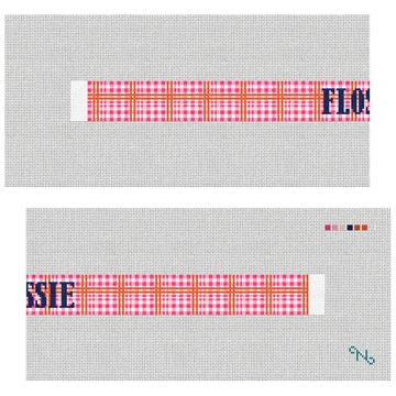 Pretty Plaid Needlepoint Dog Collar Kit Stitched Preview