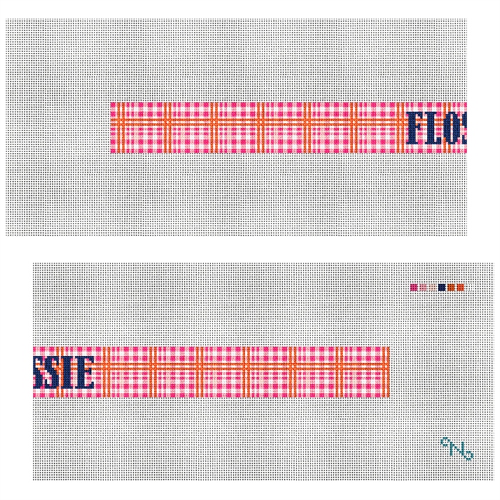 Pretty Plaid Needlepoint Dog Collar Kit Stitched Preview