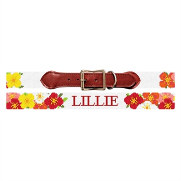 Pretty Poppies Needlepoint Dog Collar