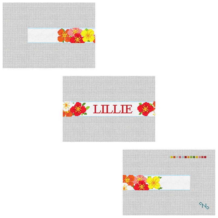 Pretty Poppies Needlepoint Dog Collar Kit Stitched Preview