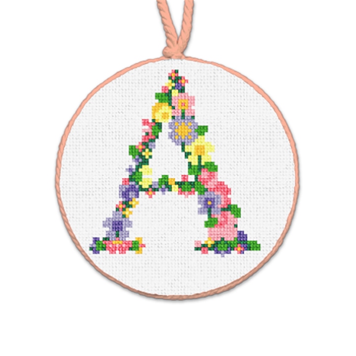 Pretty Posies Initial A Needlepoint Ornament