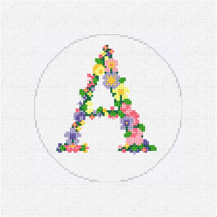 Pretty Posies Initial A Needlepoint Ornament Kit