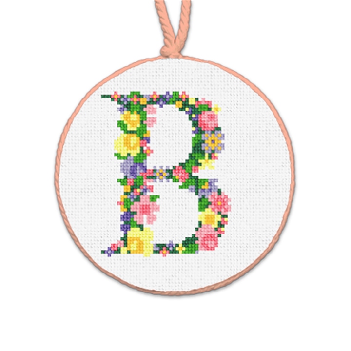 Pretty Posies Initial B Needlepoint Ornament