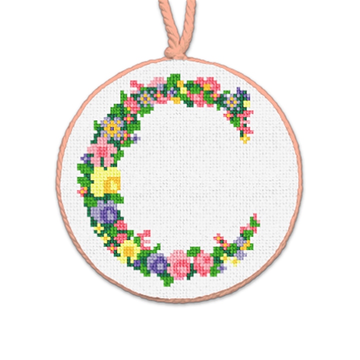 Pretty Posies Initial C Needlepoint Ornament 