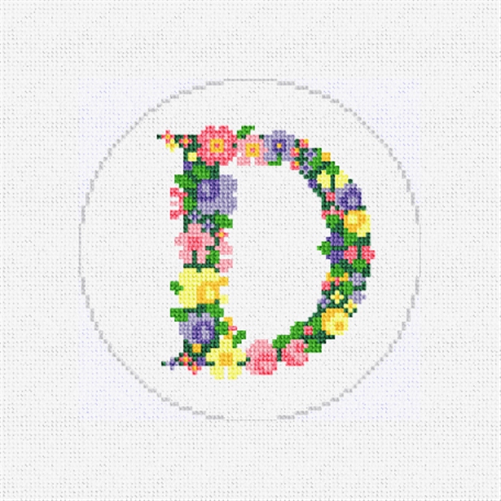 Pretty Posies Initial D Needlepoint Ornament Kit