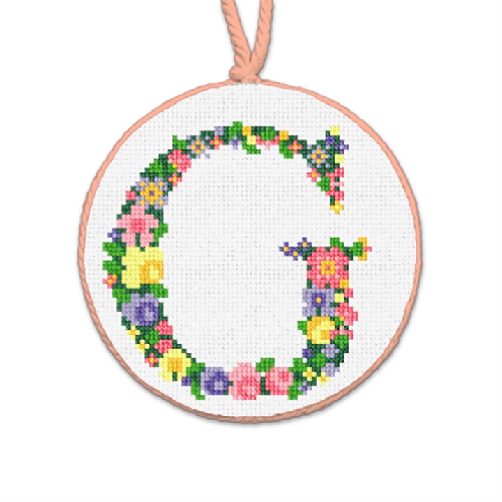 Pretty Posies Initial G Needlepoint Ornament