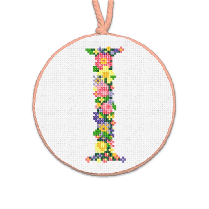 Pretty Posies Initial I Needlepoint Ornament