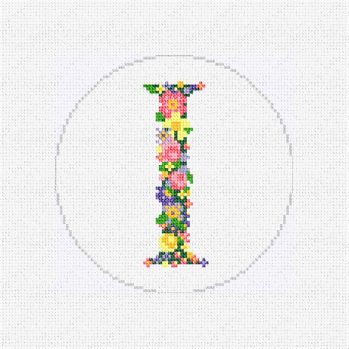 Pretty Posies Initial I Needlepoint Ornament Kit