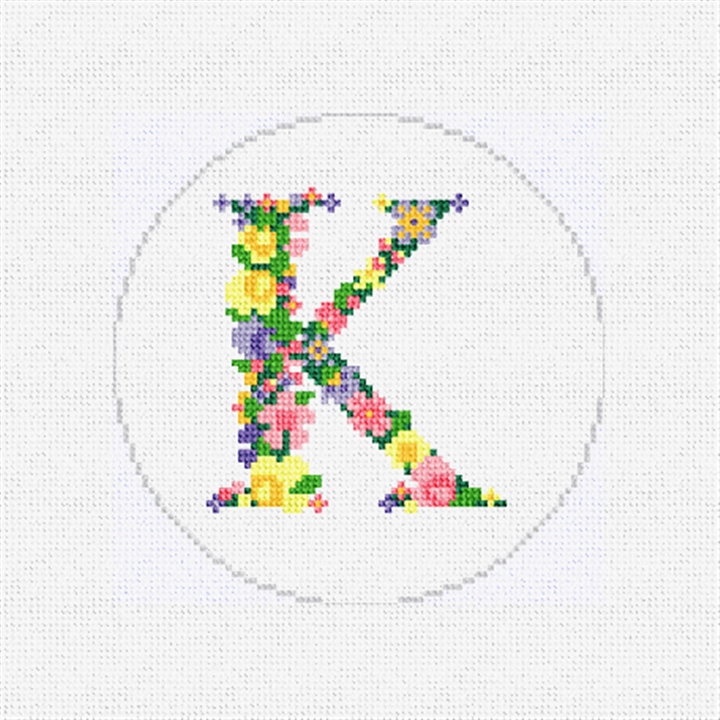 Pretty Posies Initial K Needlepoint Ornament Kit