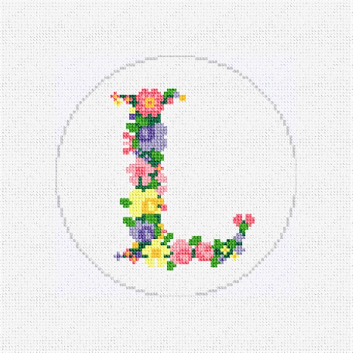 Pretty Posies Initial L Needlepoint Ornament Kit