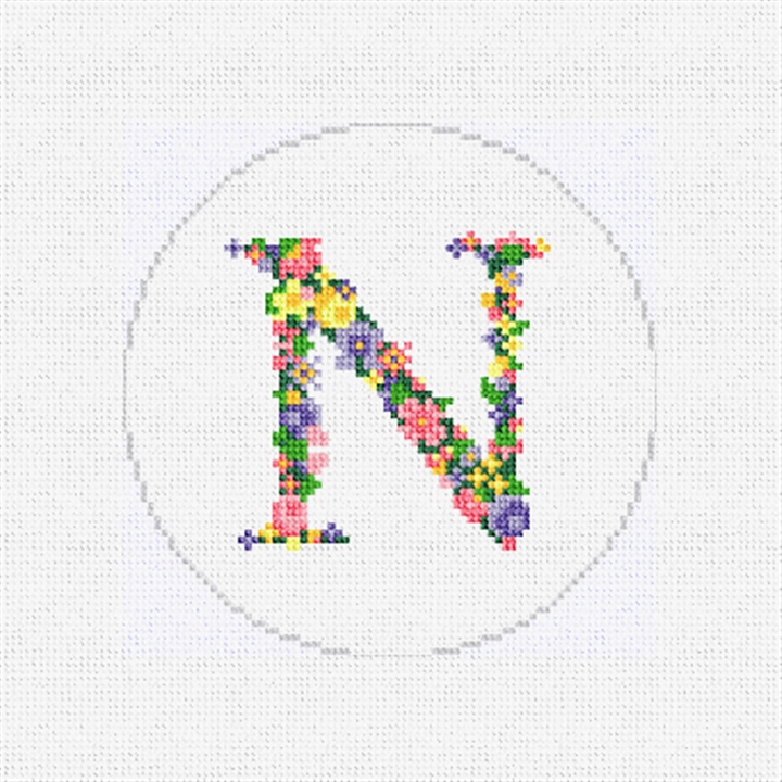 Pretty Posies Initial N Needlepoint Ornament Kit